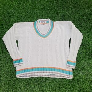 Vintage 70s French MOD Sweaters Womens Medium 21x23 White